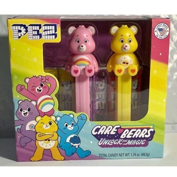 Pez Care Bears Gift Set - Cheer Bear & Funshine Bear Dispensers & 6 PEZ Refills - Picture 1 of 2
